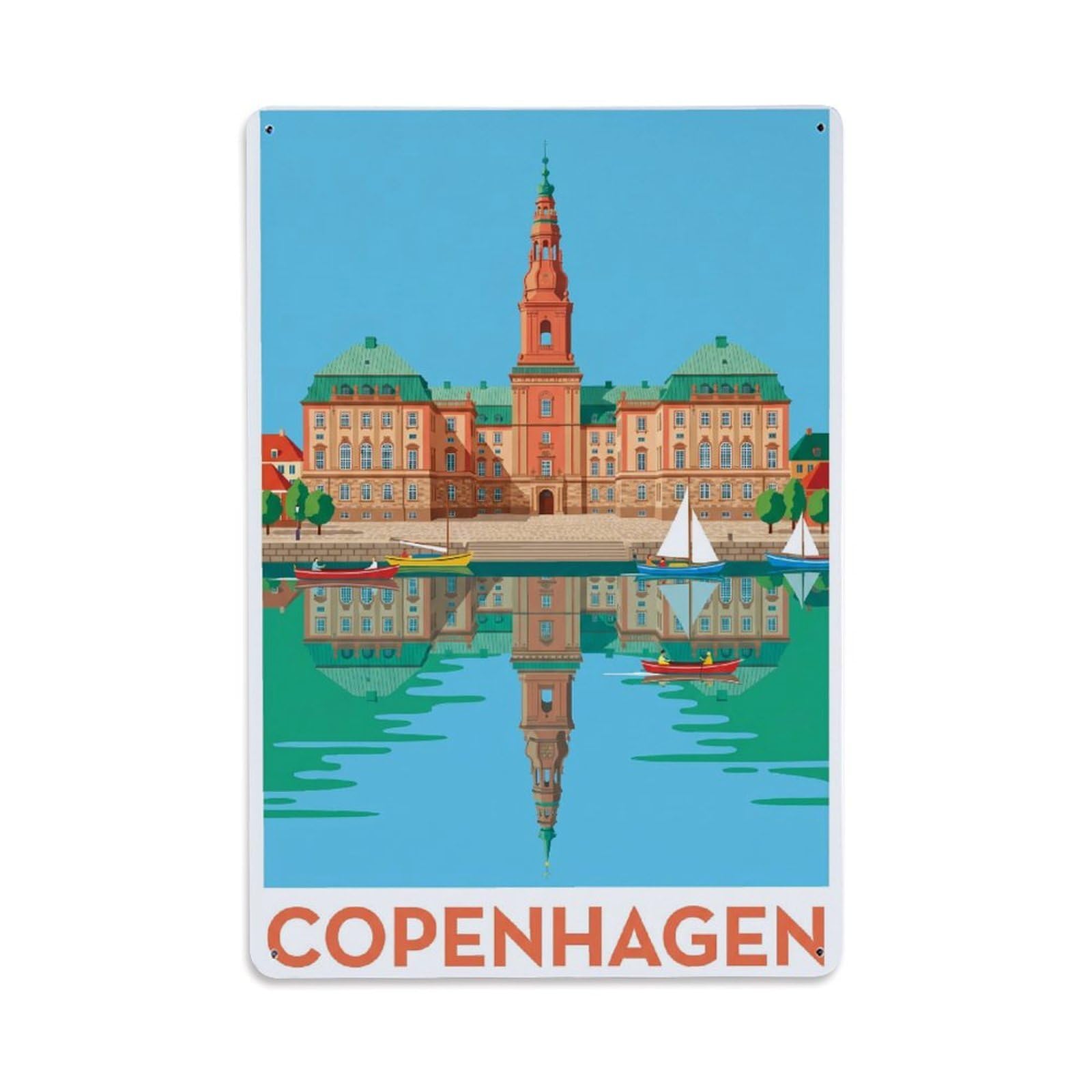 Este 8X12inch Style Vintage Travel Copenhagen Denmark Discovery Metal Tin Sign