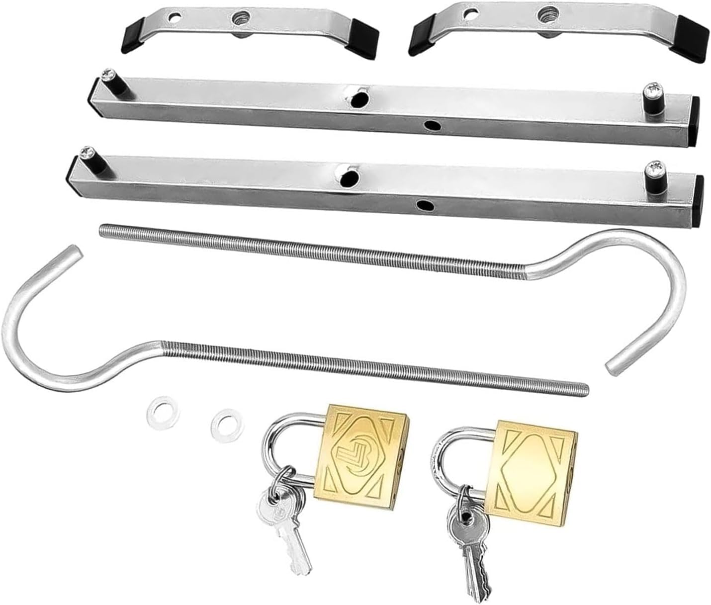 2 Pcs Ladder Clamps,43 * 39.5 * 22cm Heavy Duty Ladder Roof Rack Clamp Clamps Lock,2 Pack Locks Lockable Safe Ladders Universal Roof Rack Clamp Locks with 2 Free Padlocks Included for Roof Rack - Image 3