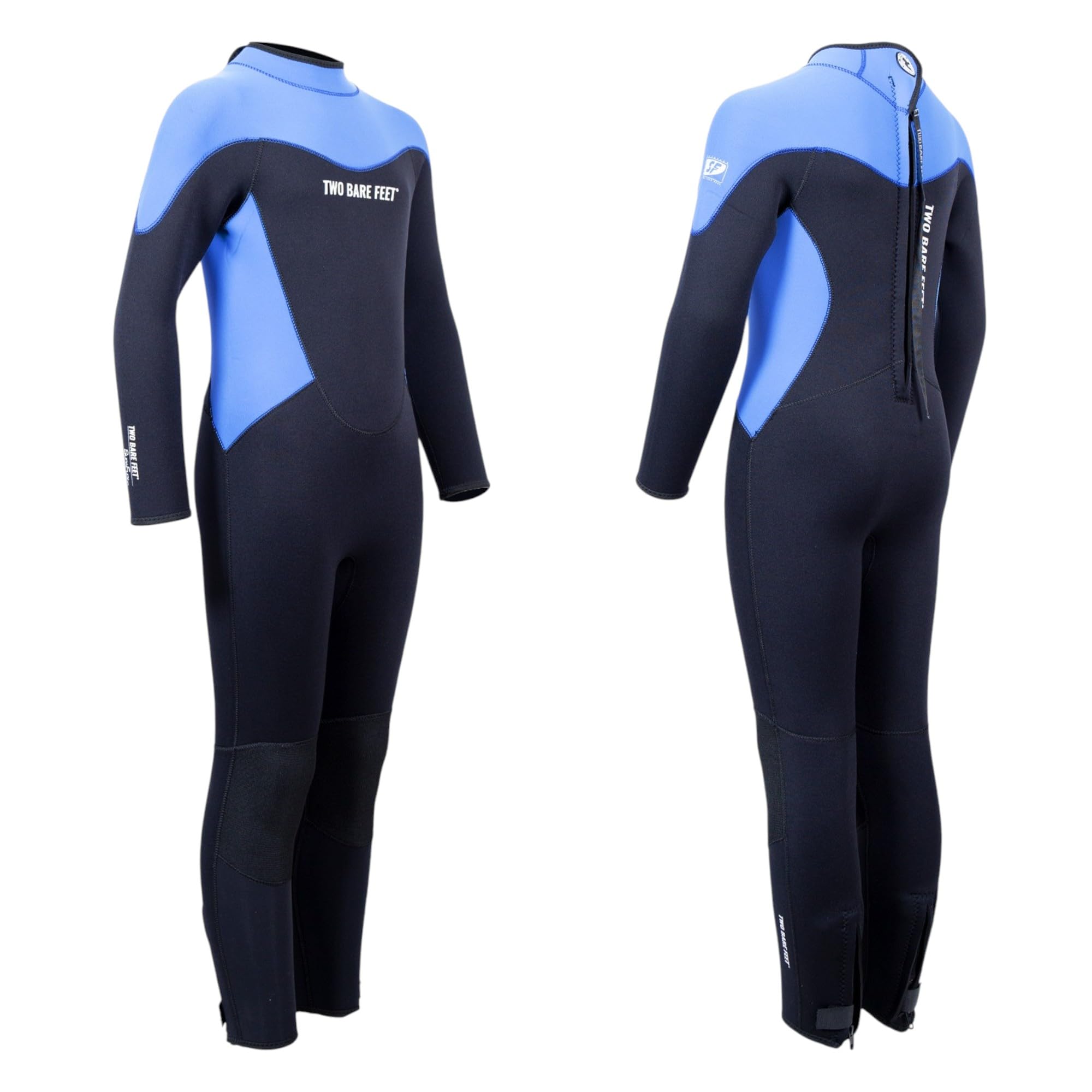 Two Bare Feet Kids 4/3mm Thick Neoprene Multi-Season Wetsuit – Full Length, Flexible & Durable Design for Surfing, Diving, Swimming & Watersports (Cornflower Blue, L)