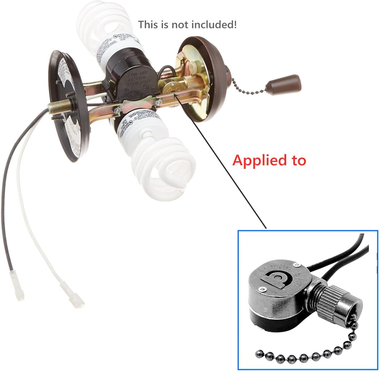 Ceiling Pull Chain Switch ZE-109M Zing Ear Metal Pull Chain Light Switch ON-Off Pull Chain Switch Ceiling Fan Lamp Light Switch (Black Bronze)
