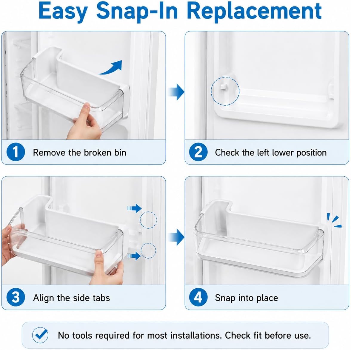 DA97-11483A Refrigerator Door Shelf Bin Replacement, Compatible with Sam-sung Refrigerators, Fits RFG297HDRS RFG298HDRS RFG297HDWP RFG29PHDRS, Replaces PS4176339 AP5272852, Left Door Bin Clear