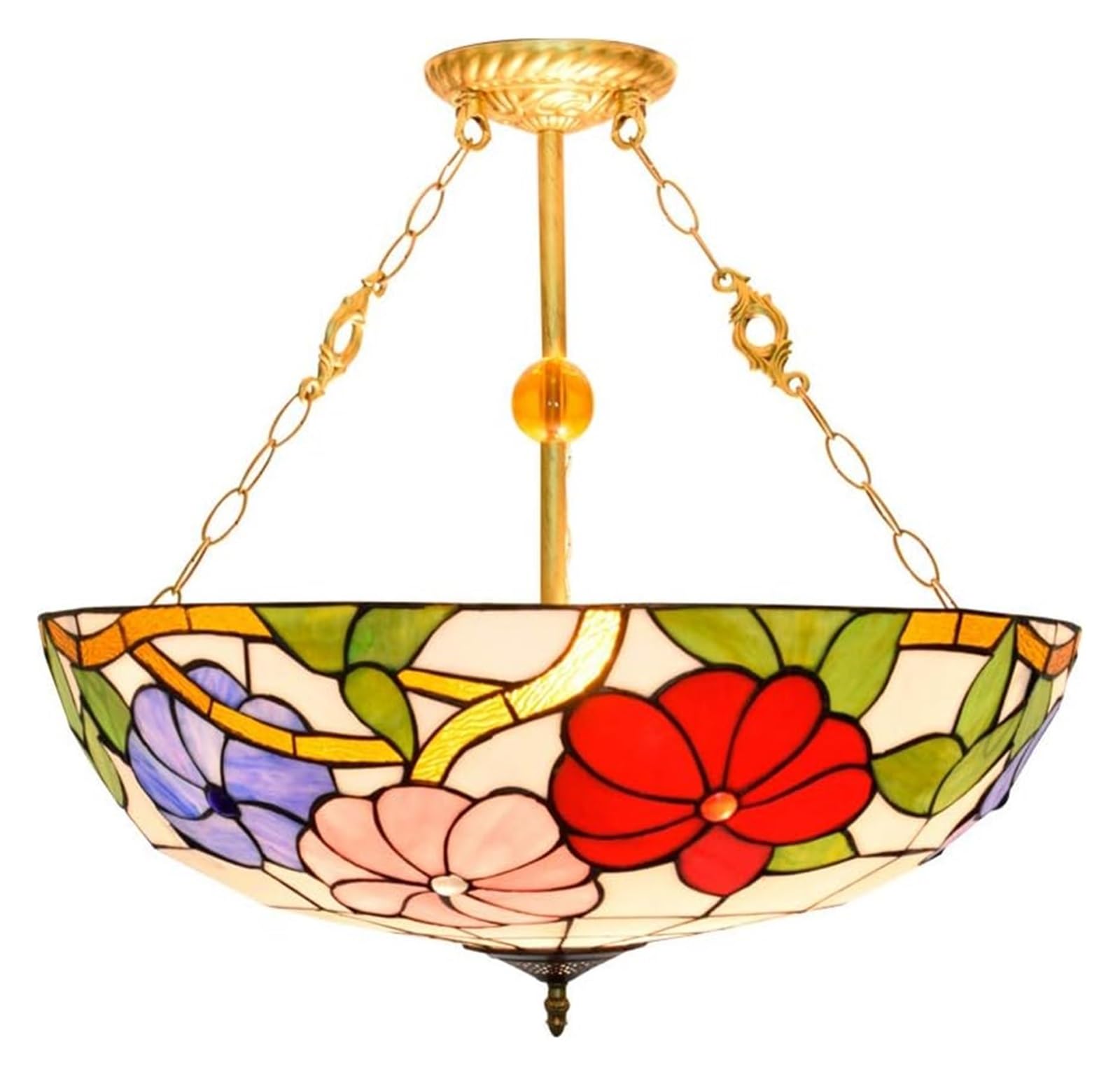HPTHLY Ceiling Lamp Ceiling Stained Glass Chandelier 24" Tiffany Pendant Light Pastoral Morning Glory Pendent Lamp Chandelier Living Room Bedroom Glass Chandelier