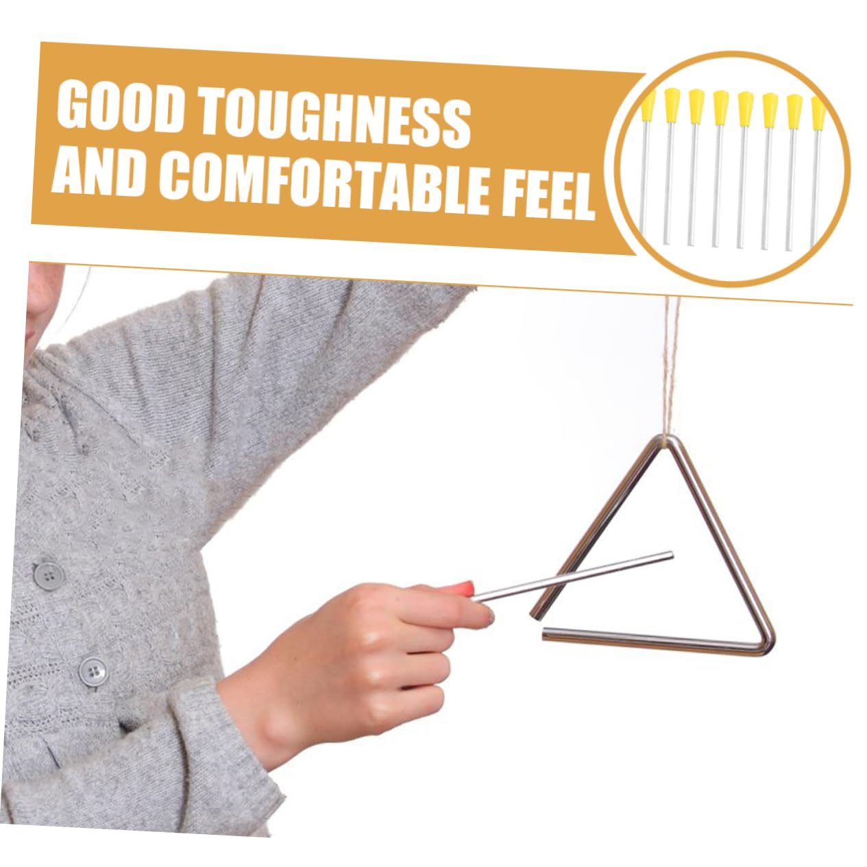 FAVOMOTO Performance Triangle Iron Stick Set 8pcs Professional Boys and Girls Percussion Tools