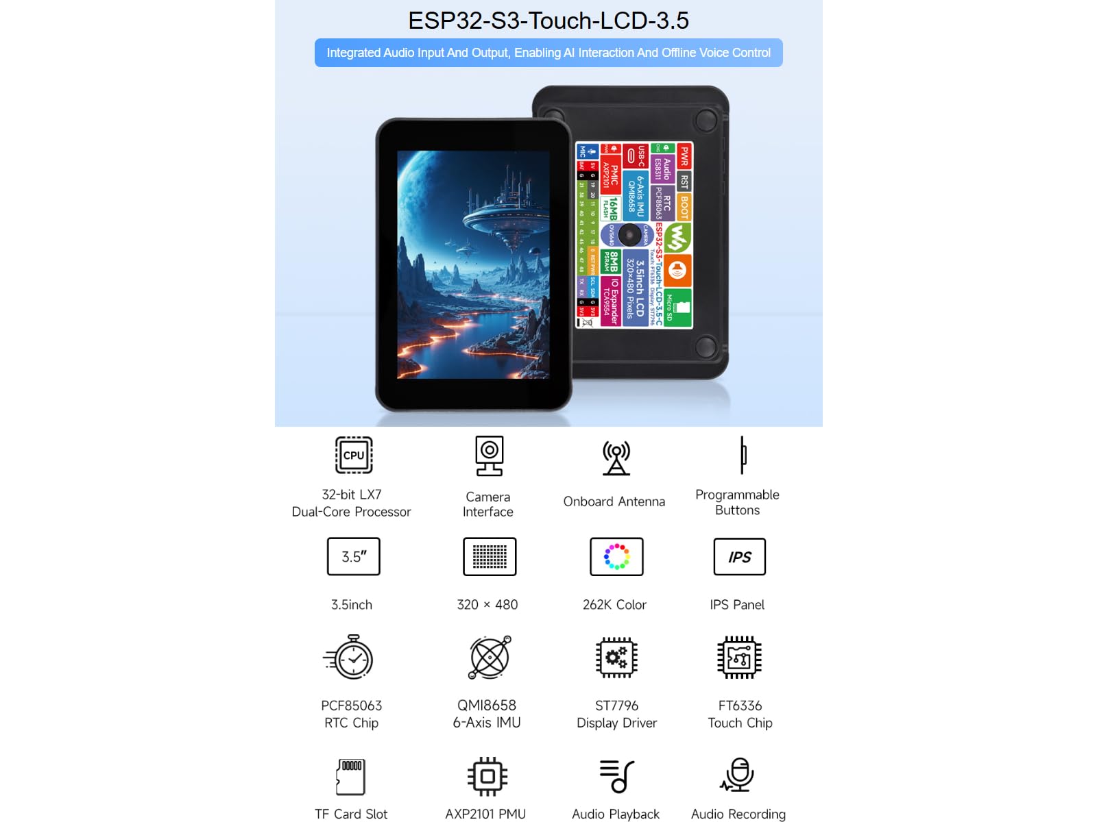 Diymore Pour ESP32-S3 3.5inch Capacitive Touch LCD Development Board