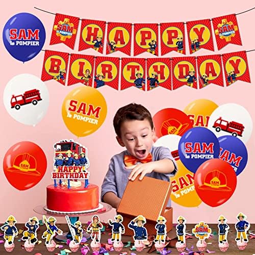 BESTZY Fireman Sam Balloons Theme Party Supplies Birthday Decoration Party Favor Decorations Supplies, for Party Cake Decorations Party Supplies Birthday, Weddings, Anniversaries, Celebrations
