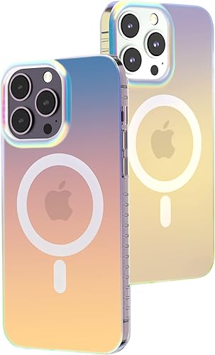 Funda magnética para iPhone 15 Pro Max holográfica iridiscente, compatible con Magsafe Funda protectora delgada translúcida mate para iPhone 15 Pro