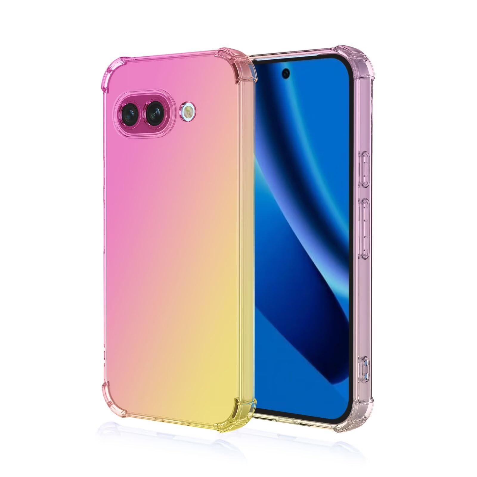 HONLEN Cover Designed for Google Pixel 10A (6.28" Inches) Gradient Clear TPU Silicone Four Corner Reinforcement Drop Protection Case Blue Purple