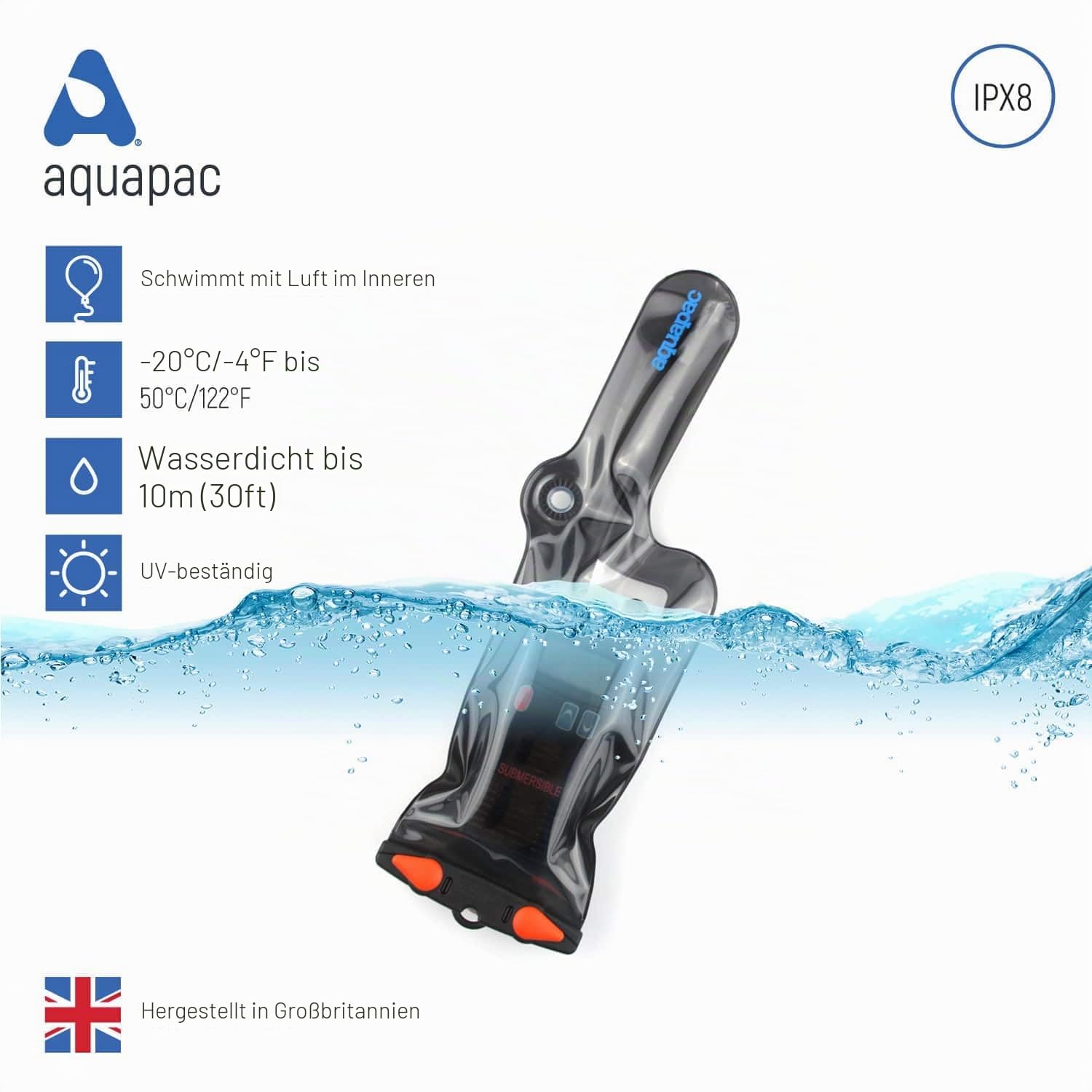 Aquapac Classic wasserdichte VHF-Funkgerätetasche, groß | Kunststofftasche für UKW-Funkgeräte und Walkie-Talkies, von Outdoor-Profis verwendet, zur Verwendung in der Schutzhülle