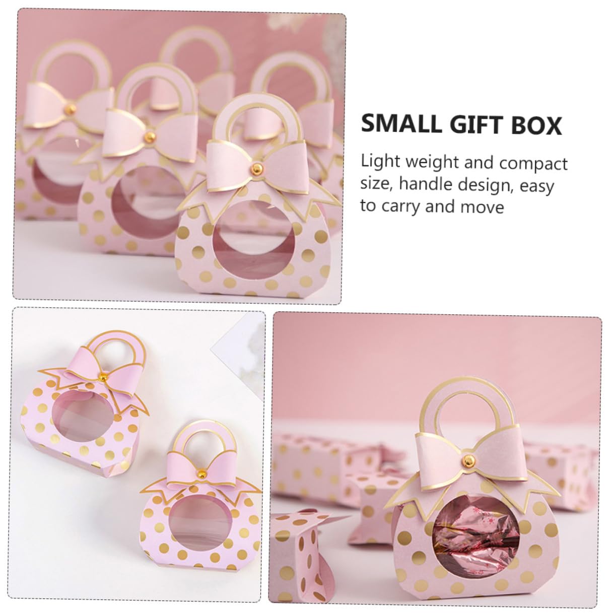 Operitacx Scatole Regalo in Carta Rosa e Manico Finestra Trasparente 50 Pezzi Scatoline Creative e Leggere per Bomboniere da Festa per Compleanni e Party