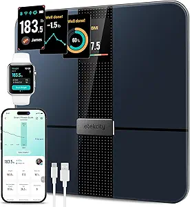 Etekcity Smart Scale for Body Weight Fat, Digital Bathroom Weighing Machine for Accurate BMI Muscle Mass Composition, Home Use Apple Health Compatible Fitness Equipment