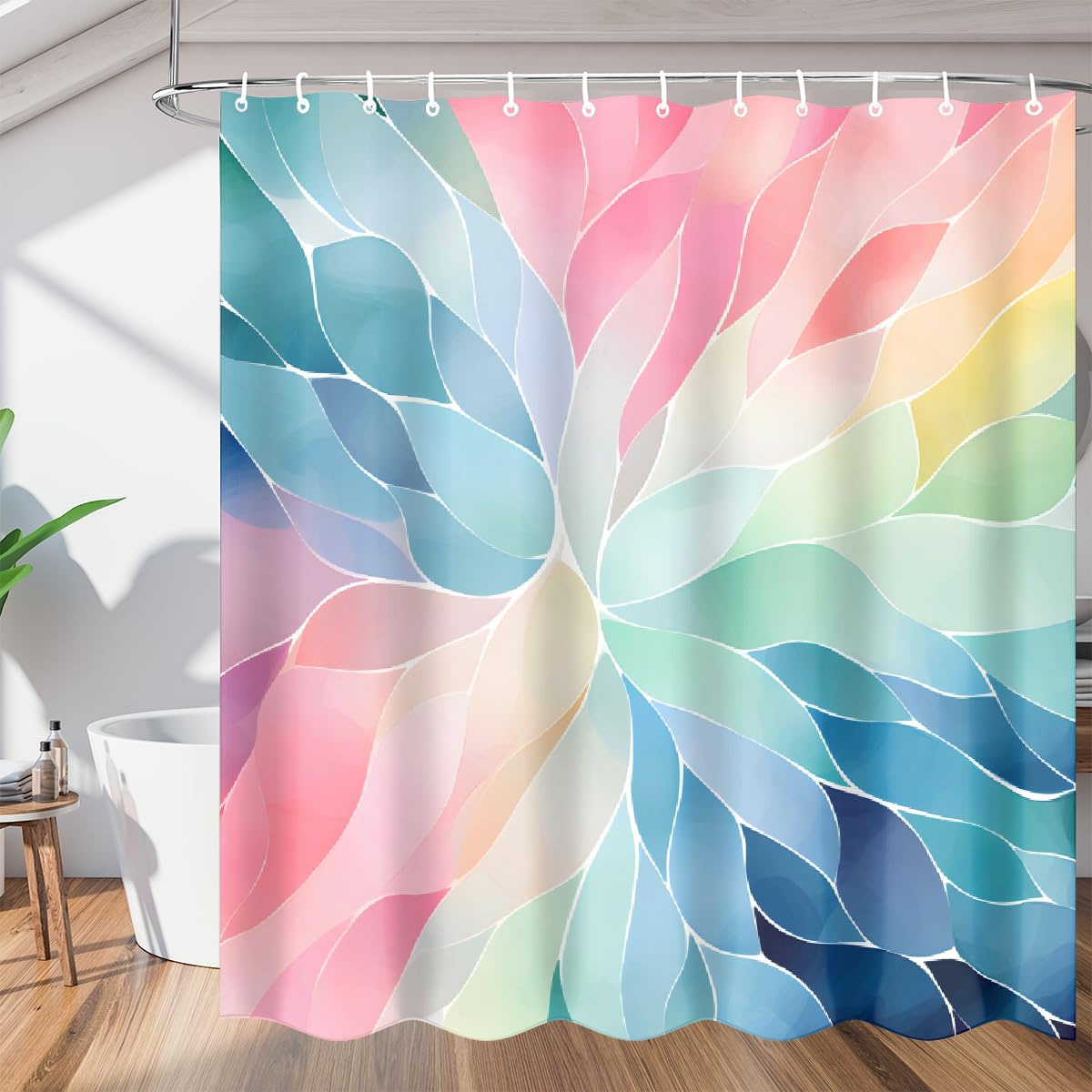 Rideau de douche imperméable avec crochets Mexpekil 168 x 183 cm pour baignoire et douche