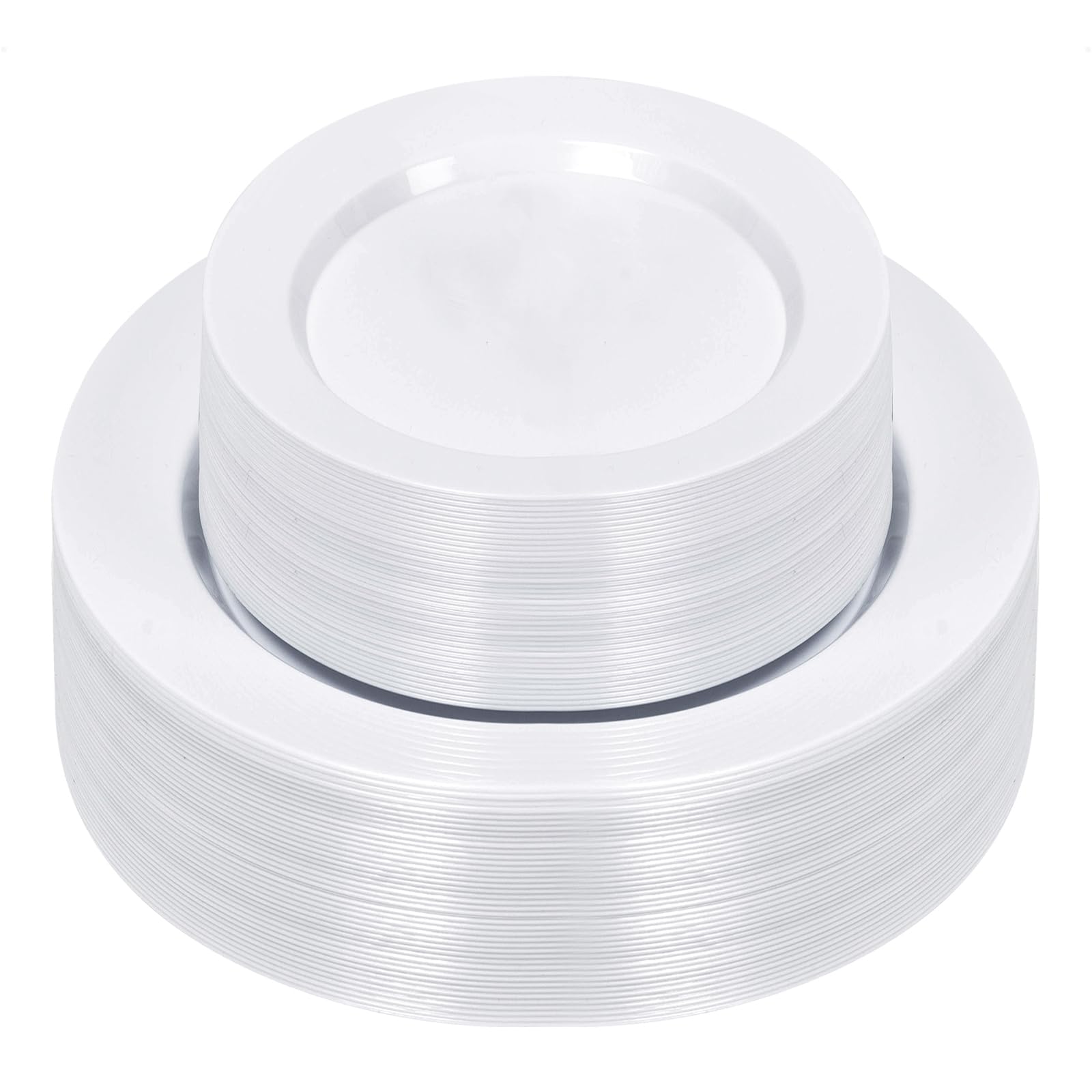 White Plastic Plates - 100 Pack for Parties & Events -1