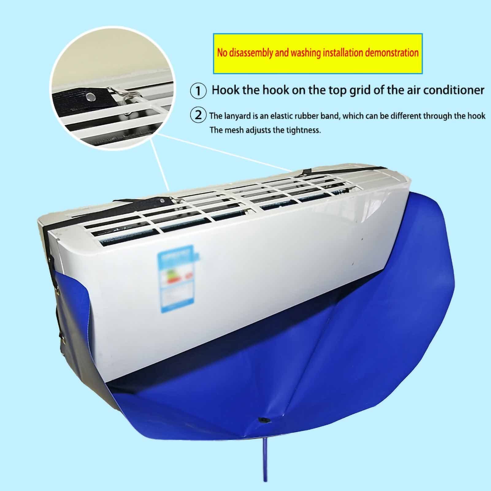 Housse Climatiseur Extérieur Couverture,Housse de nettoyage pour climatiseur, sac de protection pour lavage de la poussière, housse de nettoyage pour climatisation, bleu pour climatisation 1-1.5P