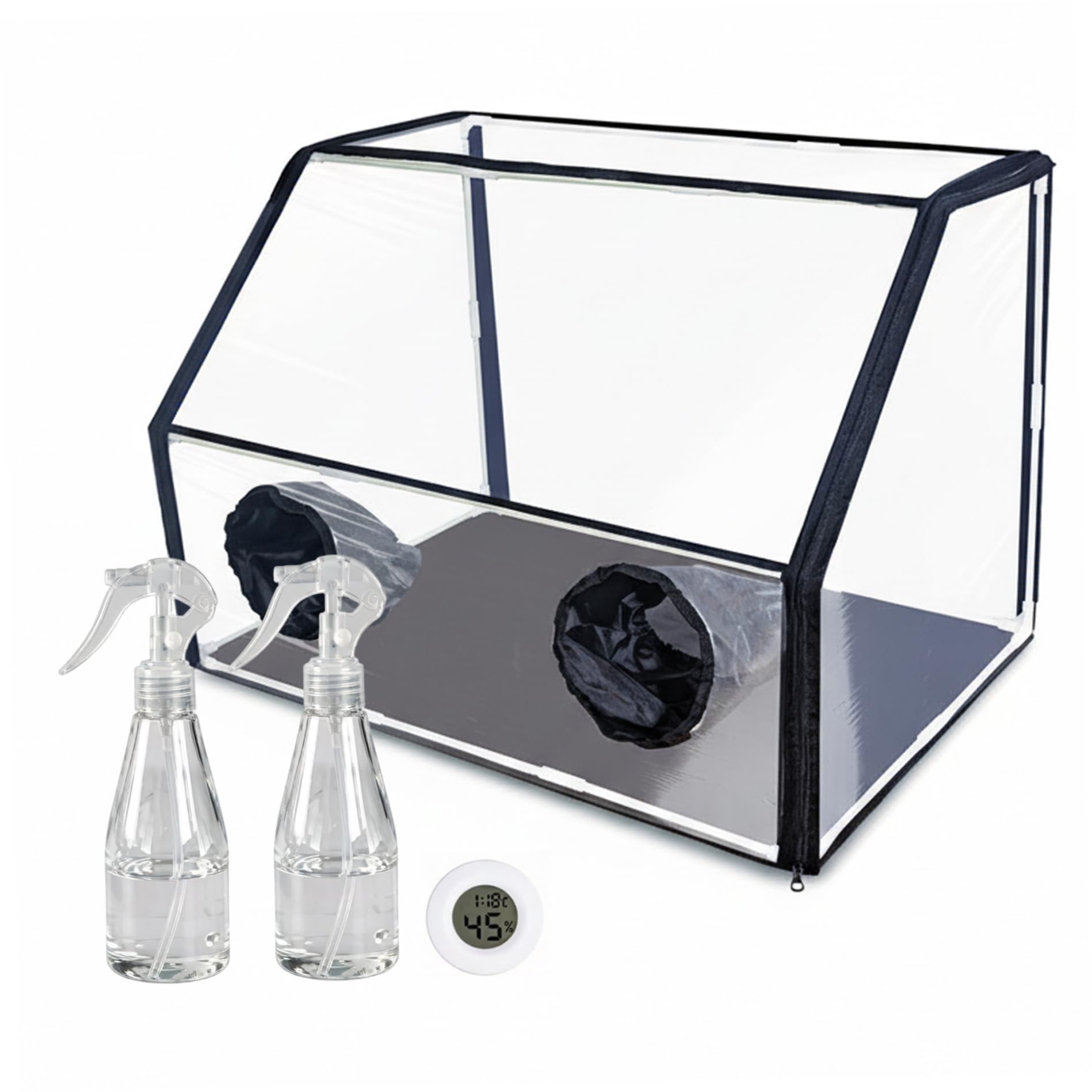 Tienda de campaña para Cultivo de Hongos, Vista Clara y Protector de esporas, Caja de Aire quieto, Kit de micología Que Incluye termómetro y nebulizadores para Cultivo de Hongos en Interiores, 24 × 1
