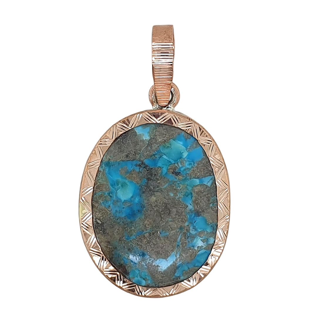 Pure Copper Blue Turquoise (Firoza) Pendant – 80 Carat Natural Stone Locket for Men & Women-image-22