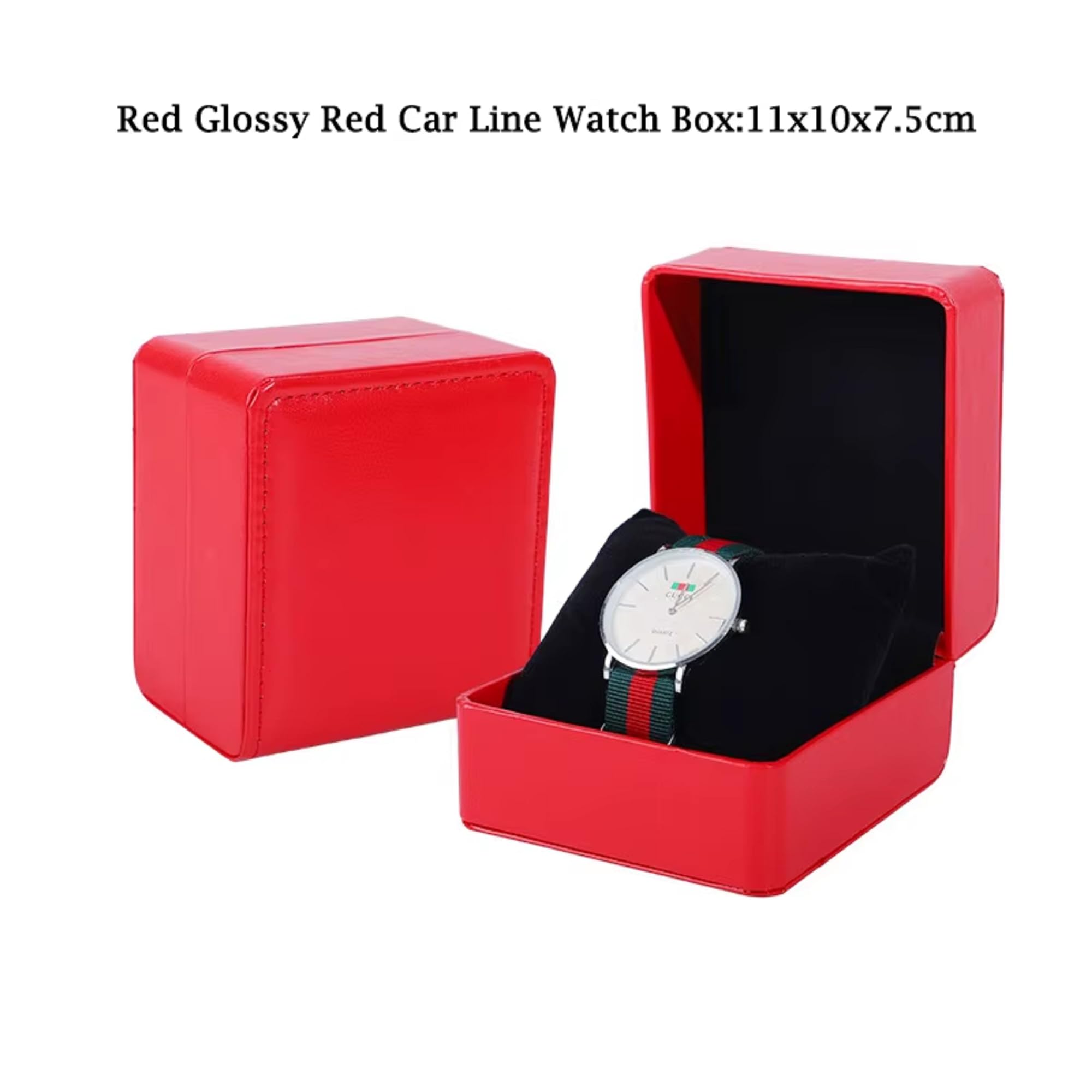 AUGEN Watch Box Organizer Single Slot Premium Luxury Vegan Leather Wristwatch Display Case Portable Organizer for Men Women Traveling Gift Bracelet Watch Jewellery Box (Rosered)