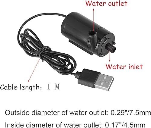 Miniatura 3 de Mini bomba de agua micro sumergible USB de 3 a 5 V CC, pequeña bomba de acuario para pecera, acuarios, fuente de estanque, jardín hidropónico (negro)