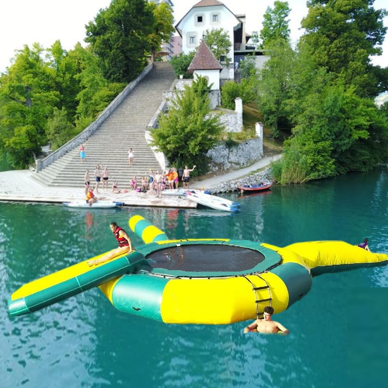 PVC Inflatable Water Trampoline,Lake Trampoline,with Slide/Tube/Jumping Pillow Bag Bouncing Platform,Inflatable Water Trampoline for Lake with Slide,6.5FT 10FT 13FT 19FT