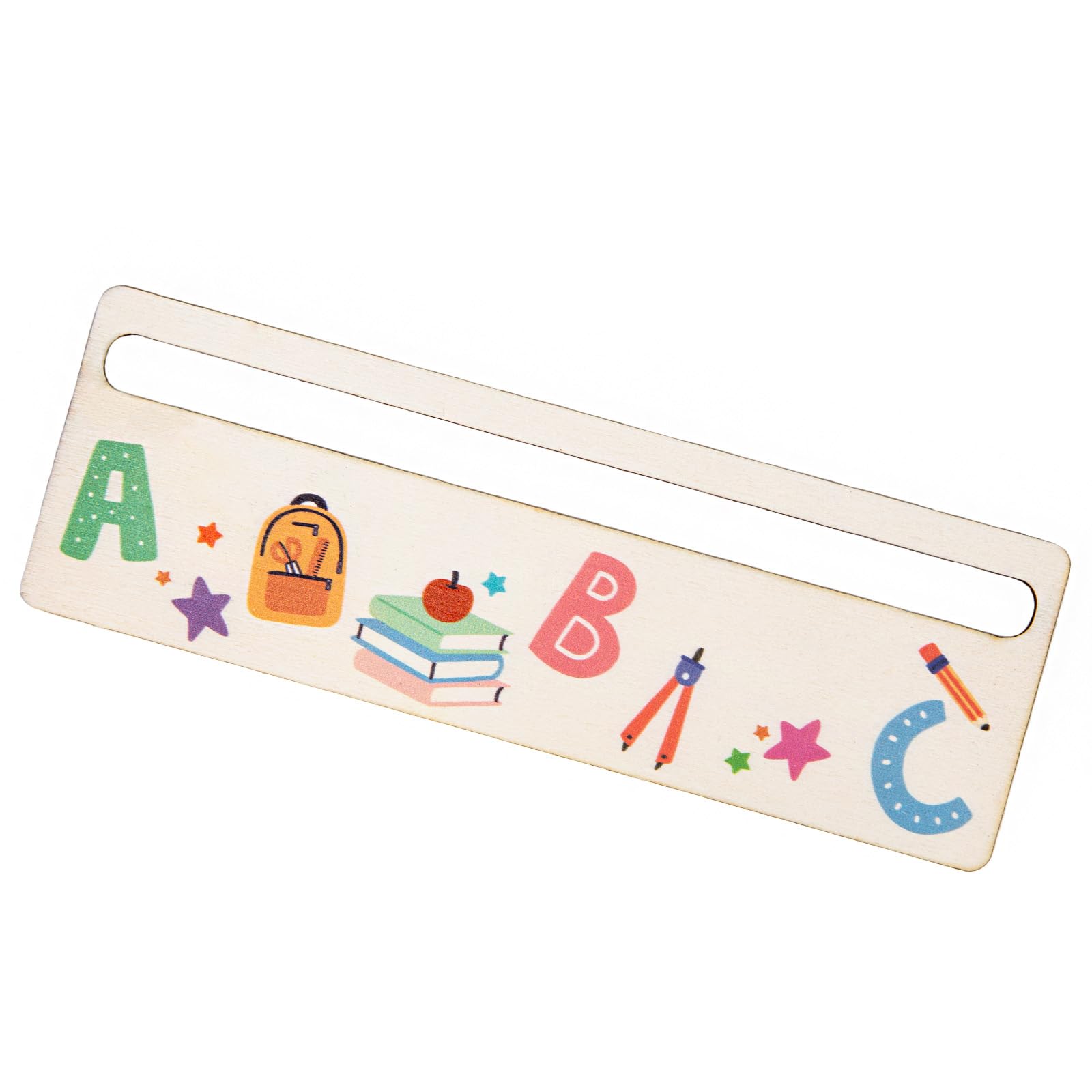 Logbuch-Verlag Wooden Reading Aid First Class Gift for First Day of School School Cone Reading Strips Reading Ruler Colourful 18 x 6 cm
