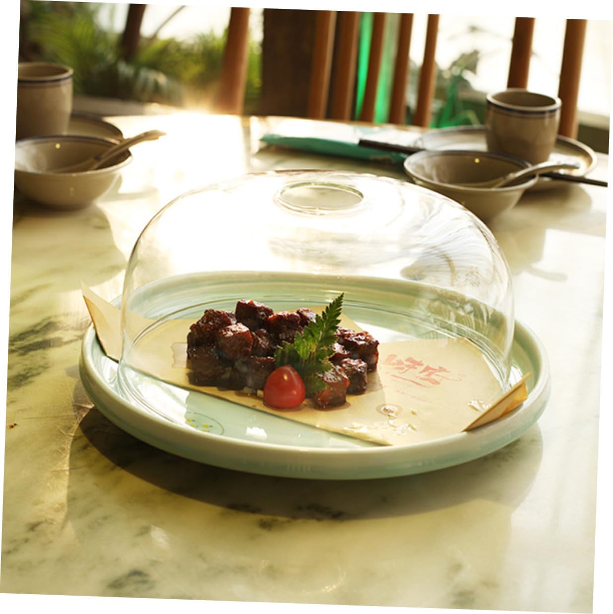 Smoking Cloche Dome Cover Glass Dome for Smoking Cocktails Desserts Food Smoke Infuser Cover with Construction and Smoke Retention 7.08In