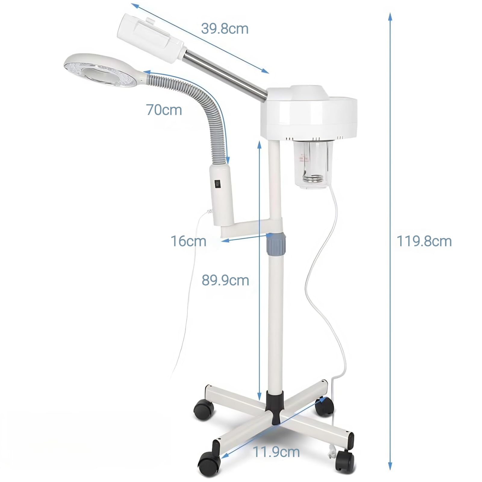 Vaporizador Facial 2 en 1, LED 3X Lámpara de Aumento Sauna Facial Máquina de Vapors, Humidificador de Spa Belleza Profunda para la Hidratación Spa Salón de Belleza Equipo de Cuidado de Piel