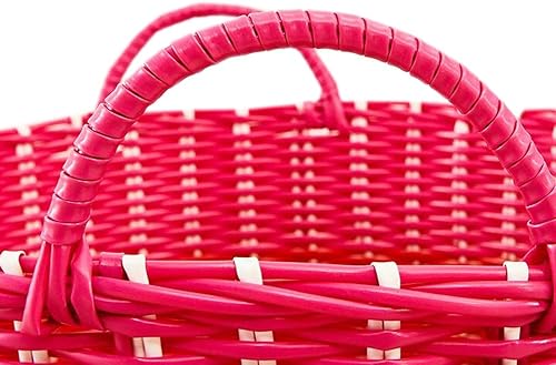 Miniatura 5 de Cesta de ropa sucia tejida Cestas de almacenamiento de ratán de plástico Cesta de lavandería tejida (naranja)