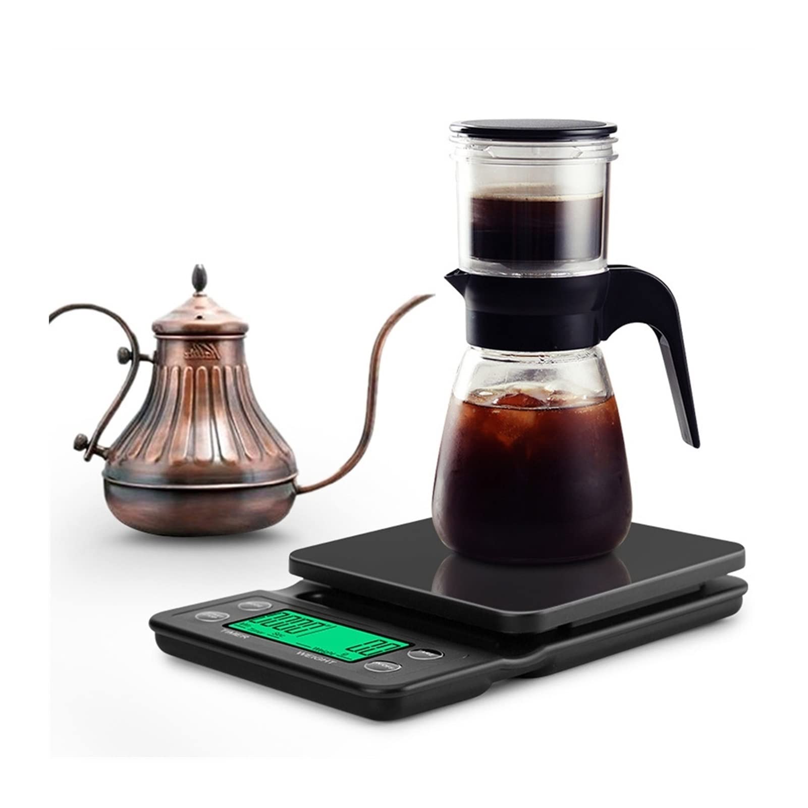 Báscula de cocina para el hogar, báscula de café por goteo con temporizador, báscula electrónica de alta precisión de 0,1 g, báscula de cocina digital LCD, accesorios de cocina (negra, 3 kg, 0,1 g)