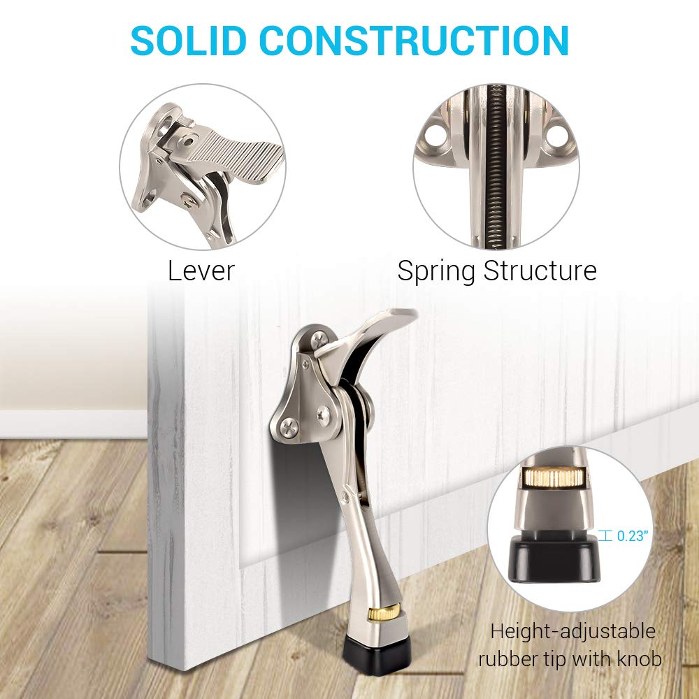Heavy Duty Door Stopper,Kickdown Door Stop for Heavy Door, Easy to Set