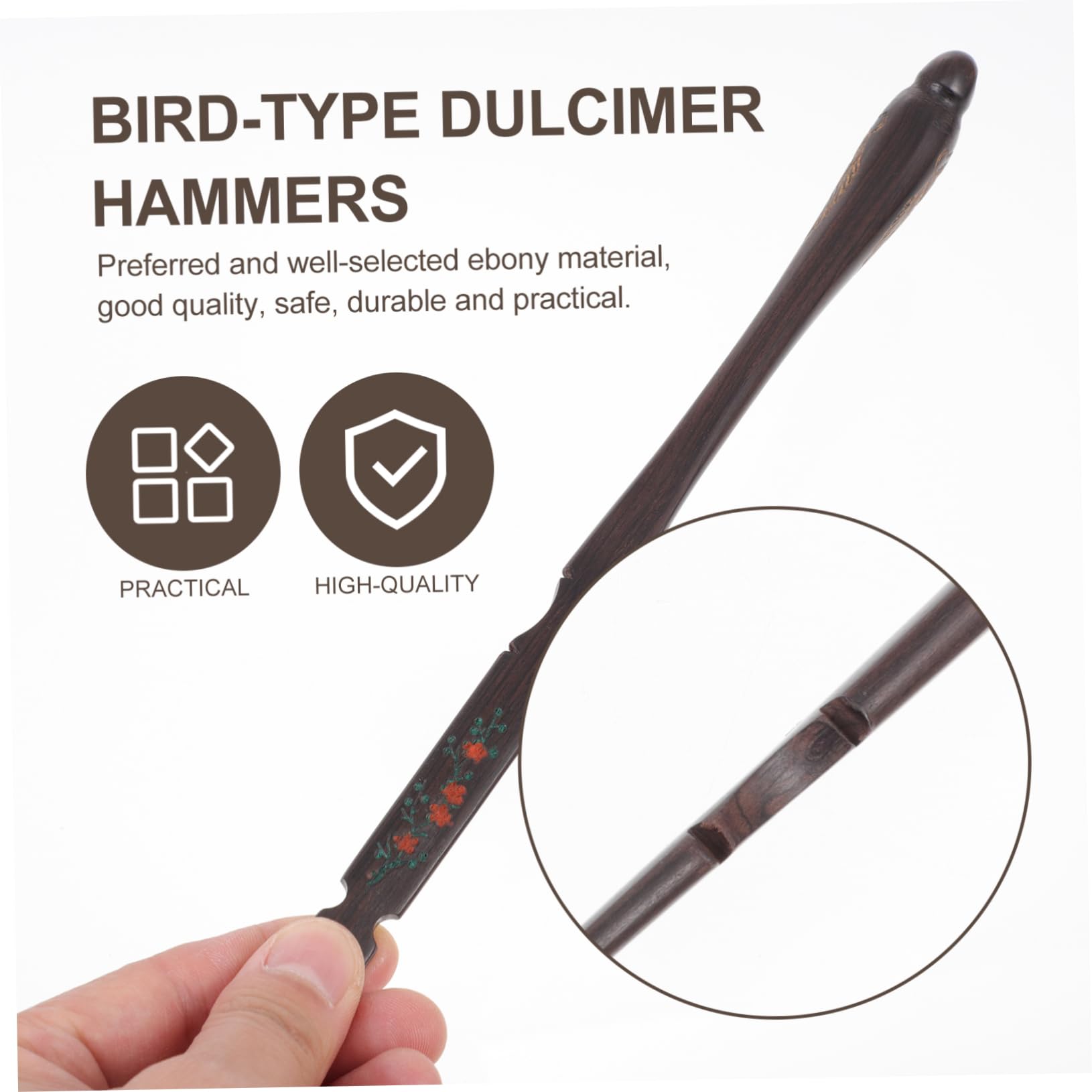 ifundom Set Martelli Accessori per Strumento Dulcimer per Dulcimer a Forma di Volatile in Ebano Nero con Secchiello, Lisci ed Efficienti per Esercizio