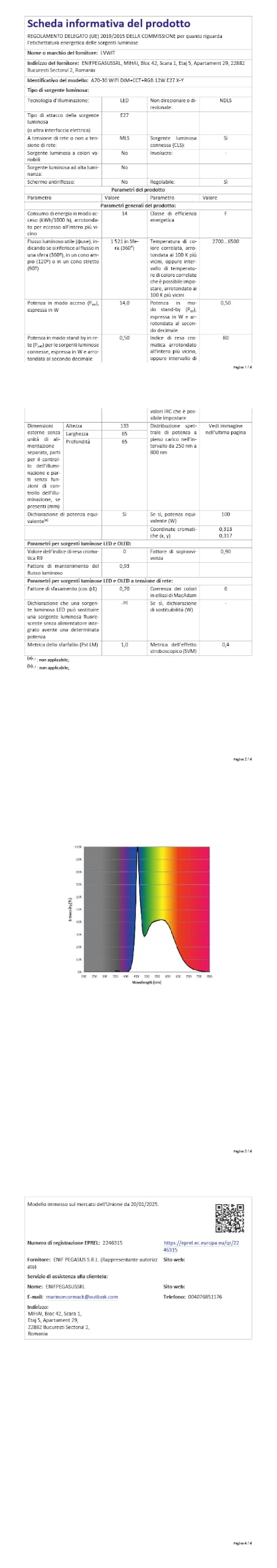 LVWIT Lampadina LED Smart Wifi Con Attacco E27,12W Equivalenti a 100W, 1521Lm,Compatibile con Alexa,Echo and Google Assistant,Intelligente Dimmerabile,Controllo a Distanza da App,Pacco da 4 Pezzi