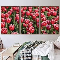 3 Piece Framed Canvas Wall Art Colorful Bouquet Canvas Prints Home Artwork Decoration for Living Room,Bedroom - 16
