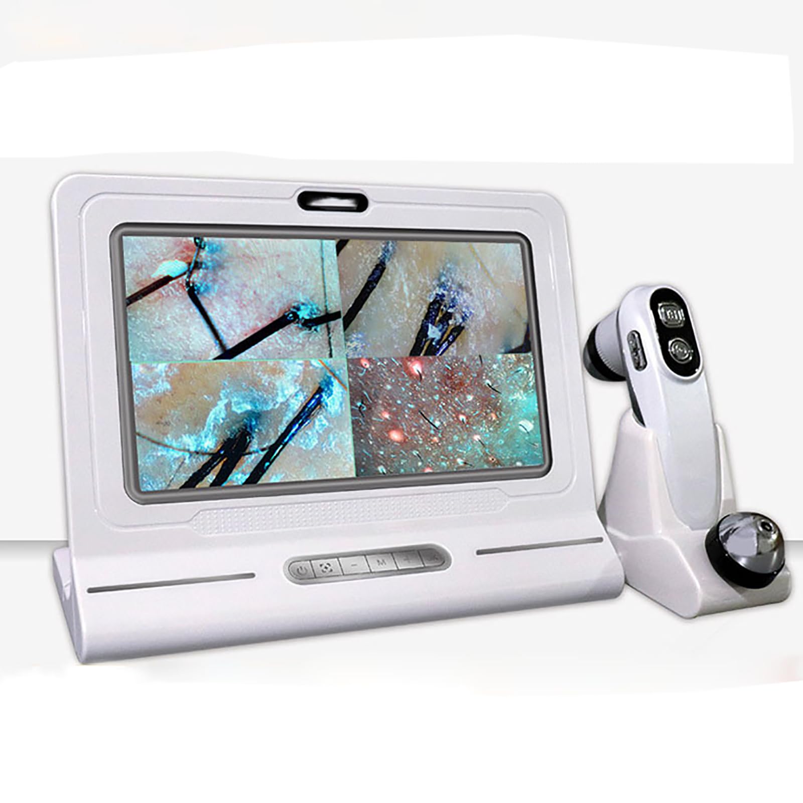 Détecteur de cuir chevelu, écran LCD HD 11 pouces, analyseur d'humidité de l'huile de la peau du visage, 4 sondes à spectre double/stockage de photos/4 grilles de contraste, pour salons de beauté, s