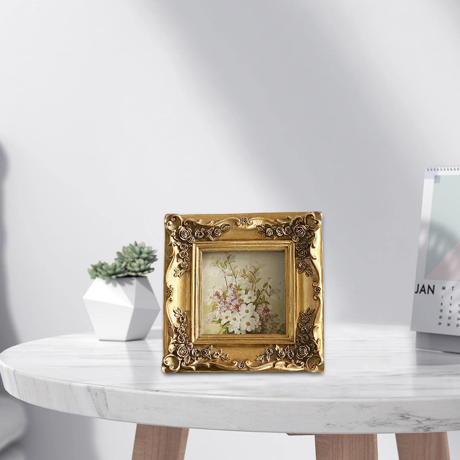 MYCENSE Resin 4x4 Square Photo Frame Tabletop and Wall Antique