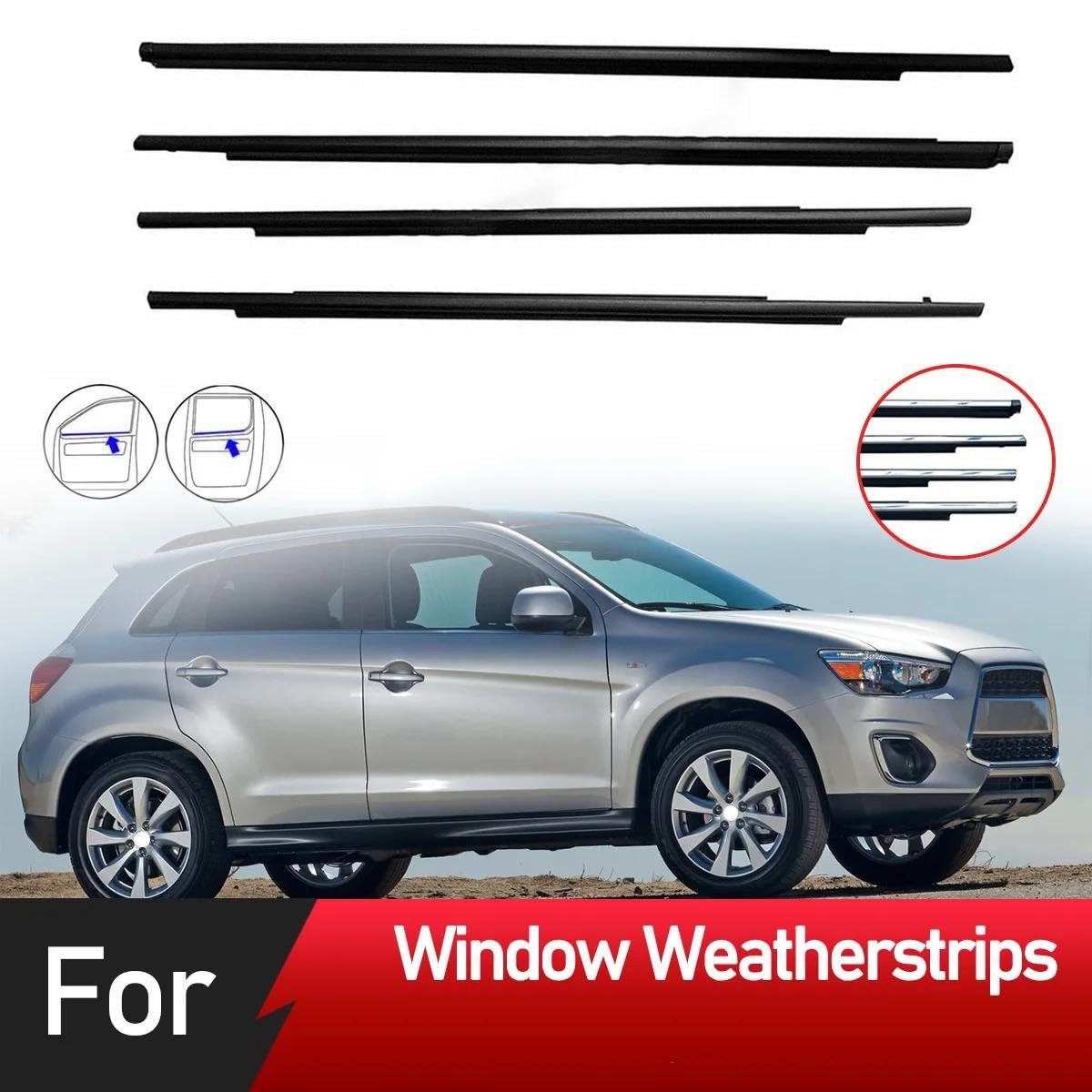 4-częściowy zestaw zewnętrznych gumek uszczelniających do okien Mitsubishi Outlander Sport GA ASX i RVR (2011-2020)