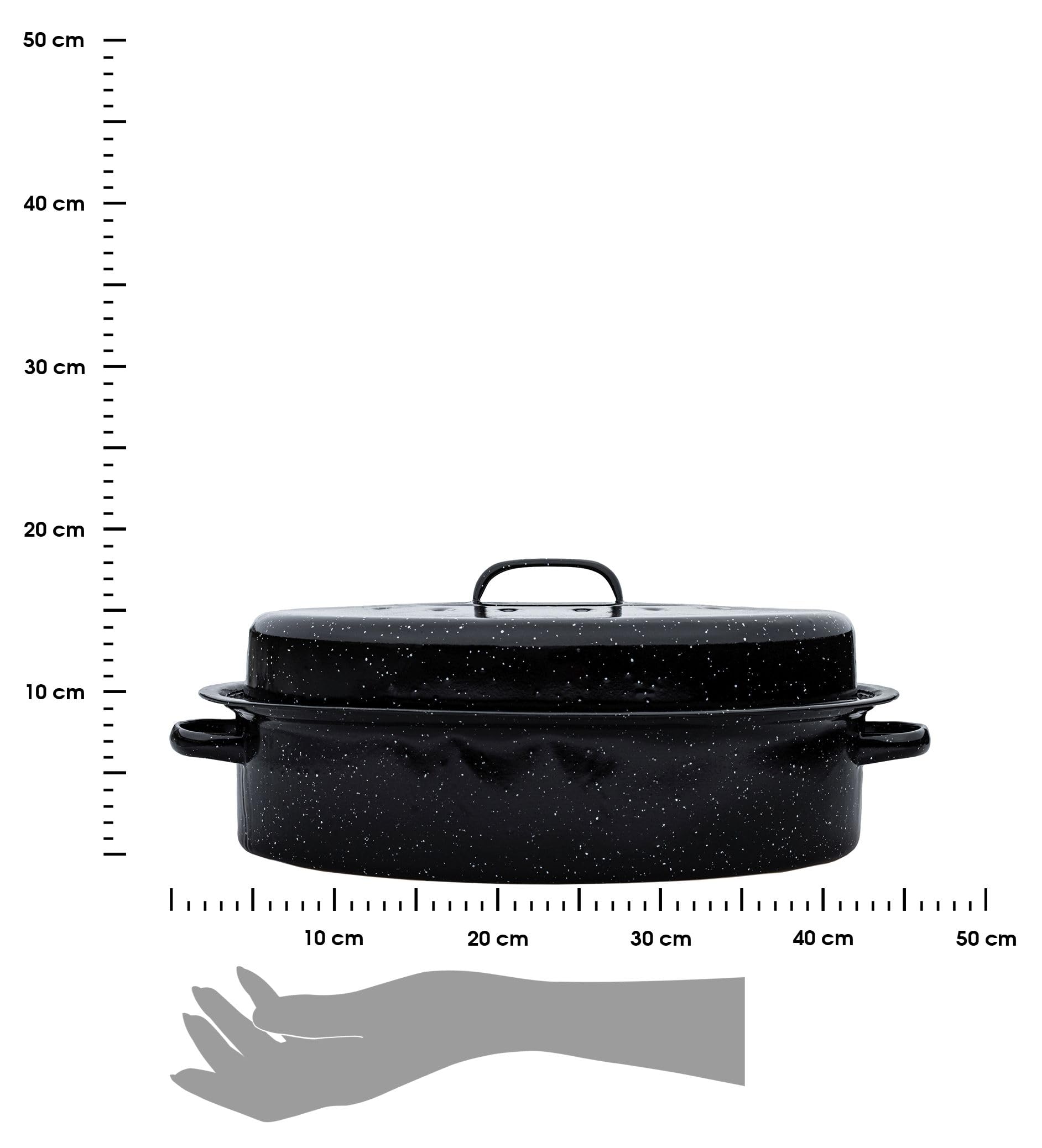 ESTIA Auflaufform Gänsebräter Bratentopf Schmortopf 7,8 L mit Rost und Deckel schwarz