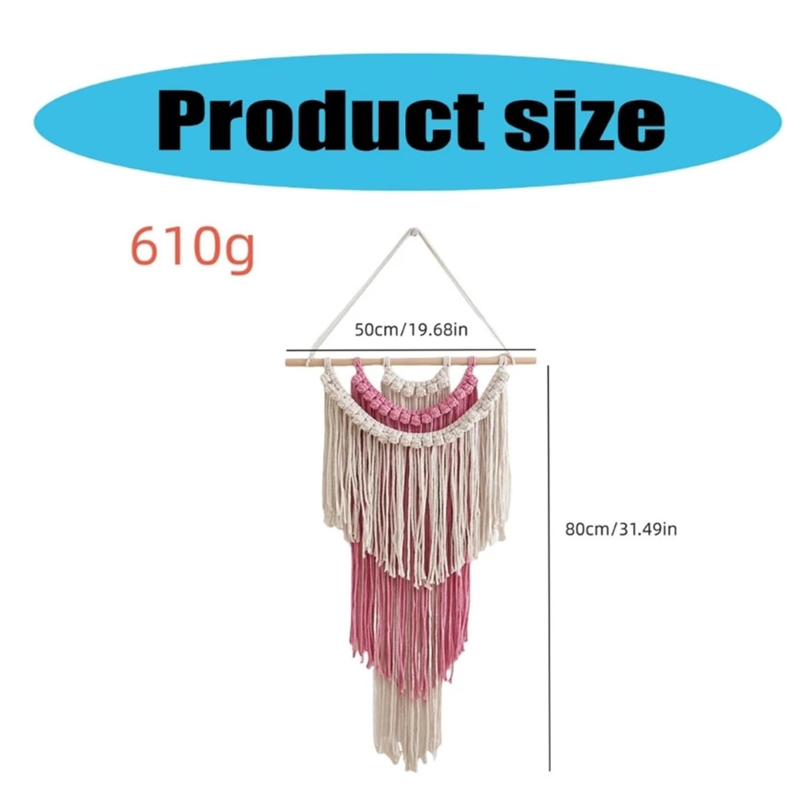 Tapiz Boho de macramé Cuerda algodón