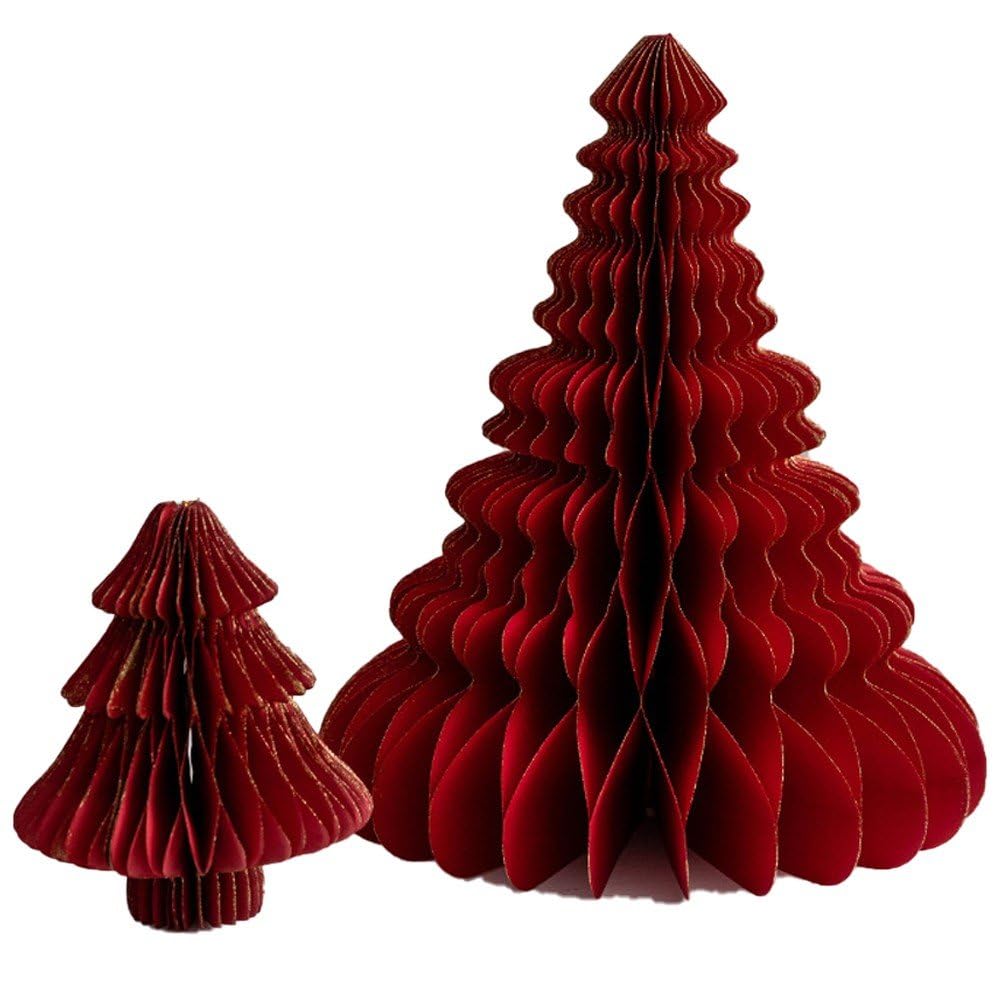 Décoration de table de Noël avec l'arbre miniature en nid d'abeille pliable