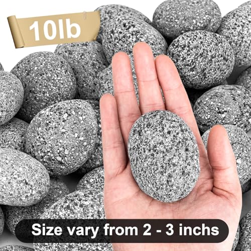 Image of Pulovin 10 Pounds Lava Rocks for Fire Pit, 2-3 Inch Natural Volcanic Stones for Indoor Outdoor Gas Fireplaces, Decorative Garden Stone for Outdoor Landscaping, Walkways, Yard