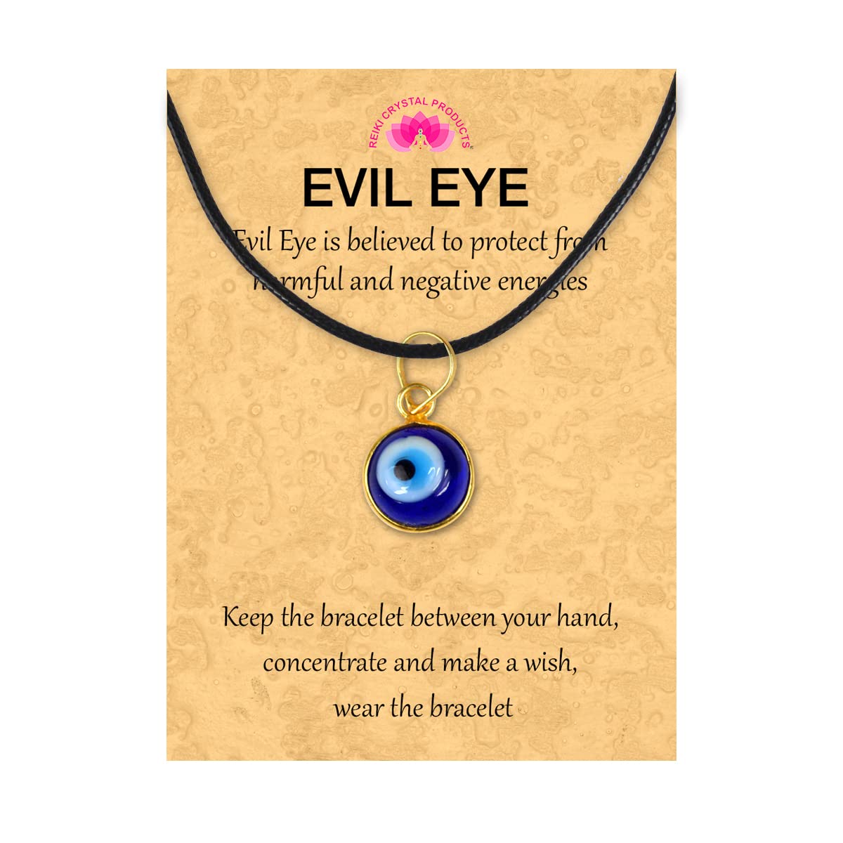 Reiki Crystal Products Blue Turkish Evil Eye Pendant | Black Thread Evil Eye Pendant Necklace for Women Men Lucky Protection, Size 15 mm (B09RQKWS84) Amazon Price History, Amazon Price Tracker