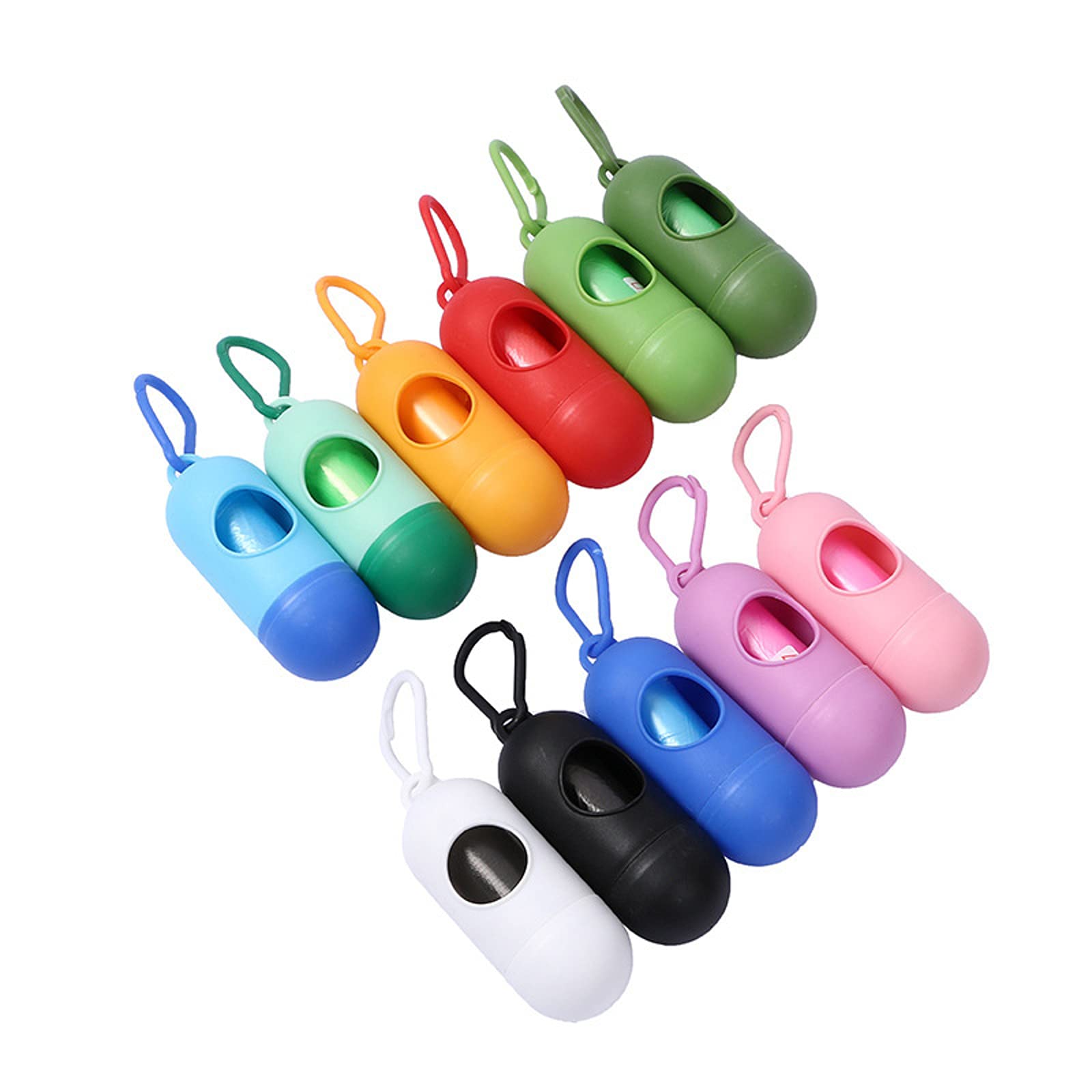 100 bolsas para excrementos de perro, dispensador de bolsas con clip de lino, color rojo, incluye 15 bolsas para excrementos de perro