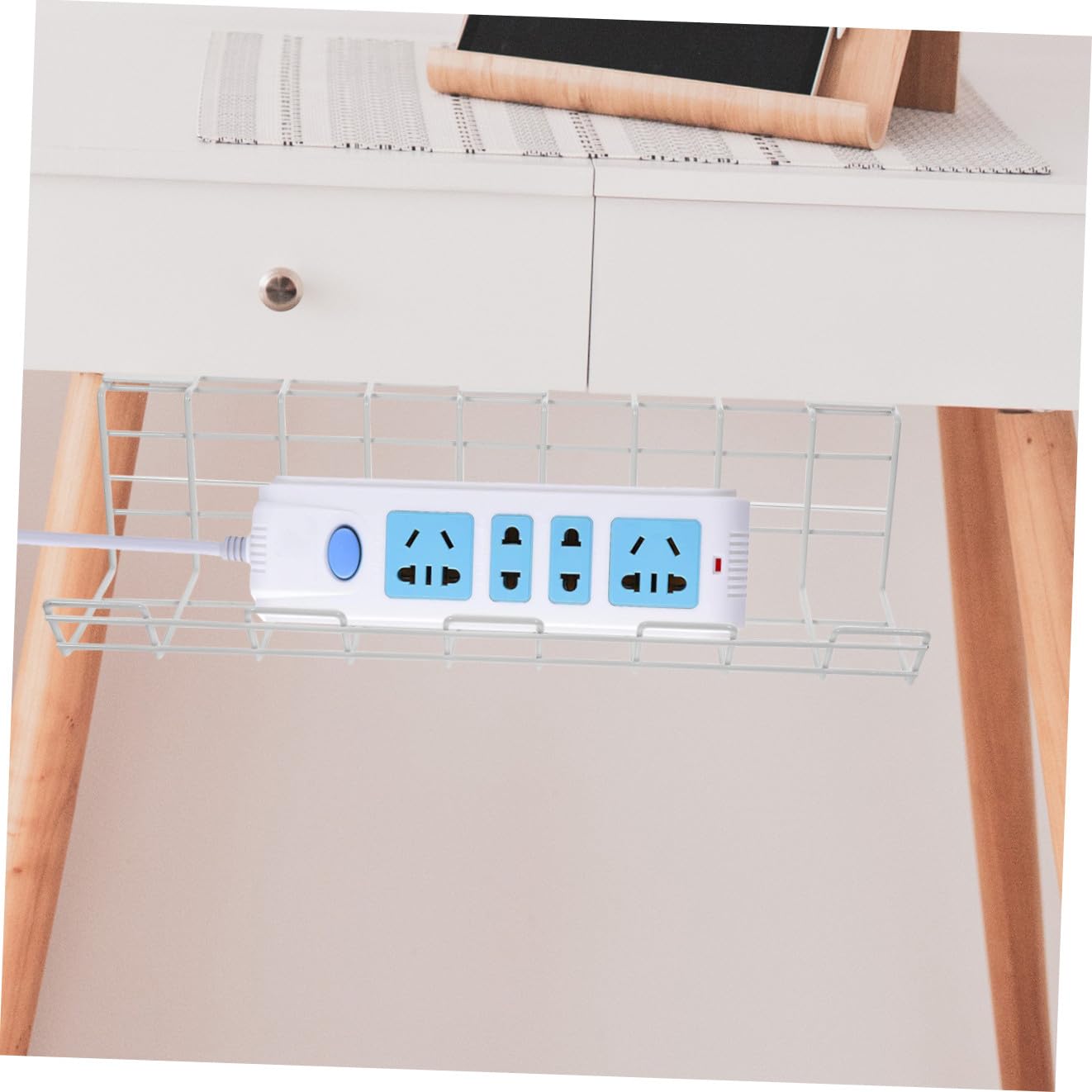 SHINEOFI 2piezas Estante De Almacenamiento De Enchufes Organizadores De Cables para Debajo del Escritorio De Estantes De Almacenamiento De Mesa Material Resistente para Organizar Cables De