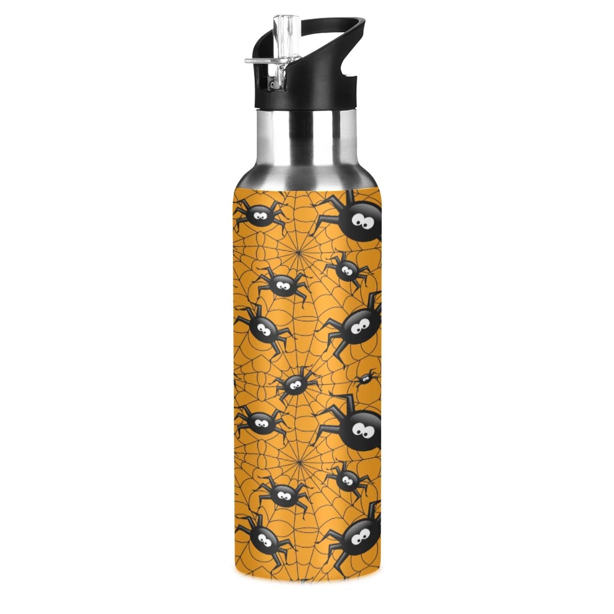 Borraccia Termica Mucca 600ml In Acciaio Inox Con Cannuccia - Isolata 24h Freddo / 8h Caldo, Senza BPA, Regalo Originale