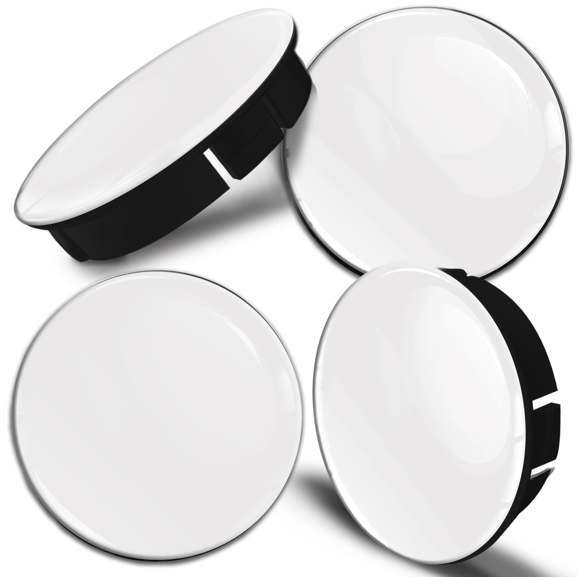 Biomar Labs 4 x 60 mm / 55 mm Universal Plastic Wheel Centre Caps Wheel Centre Caps White Glossy C 55