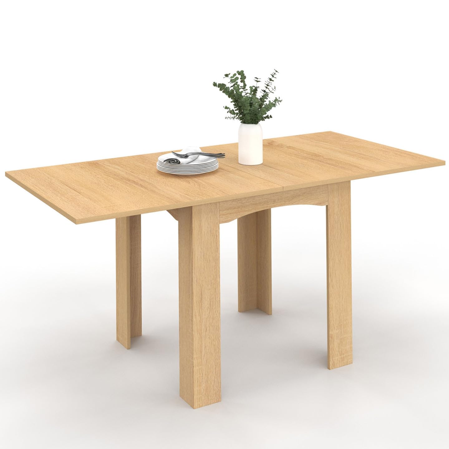 IDMarket - Ausziehbarer Esstisch Rechteck DONA 4-8 Personen Buche 80-160cm