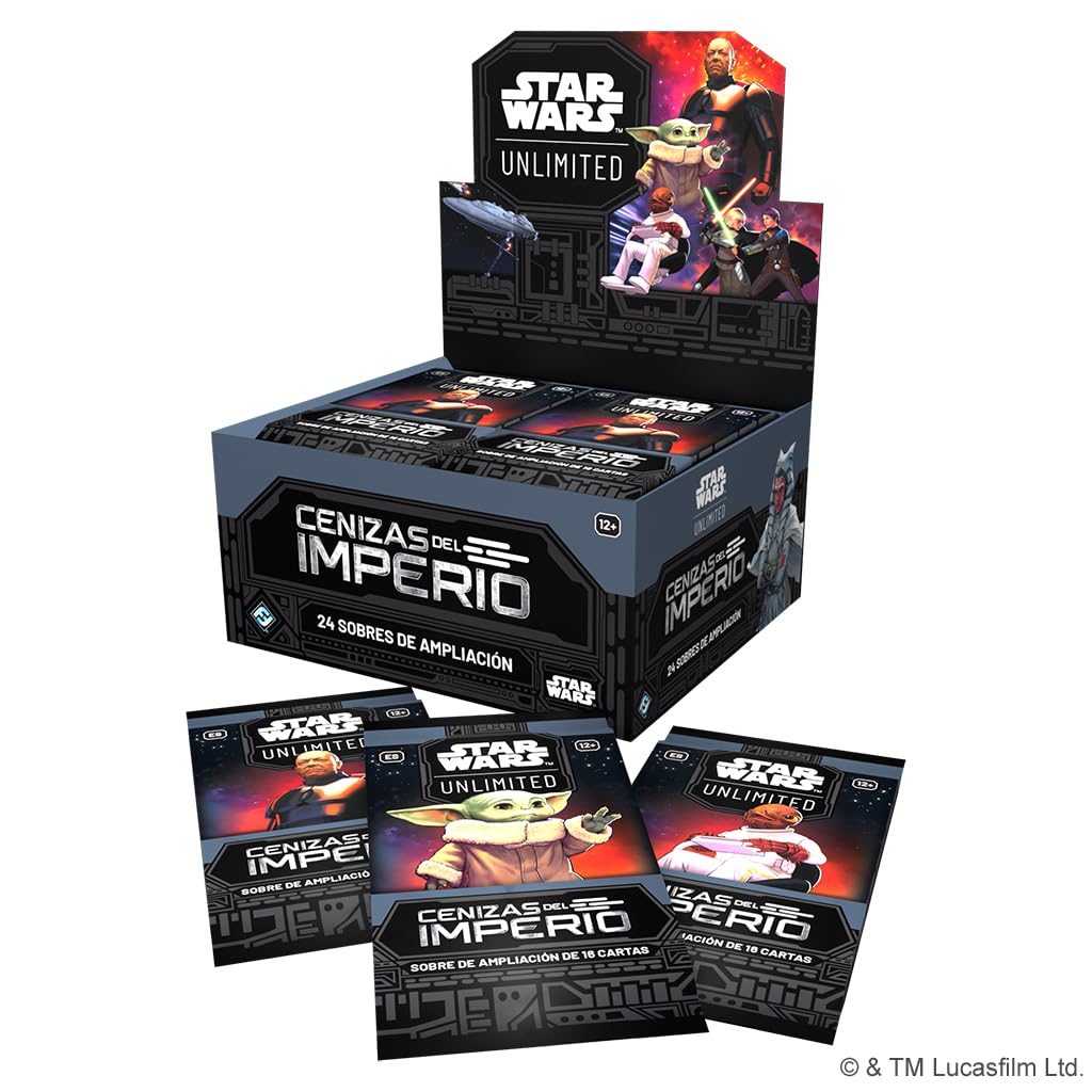 Asmodee FFG Star Wars Unlimited Sammelkartenspiel, Asche des Imperiums, 24 Umschläge mit 16 Karten, TCG ab 12 Jahren, für 2 Spieler, Spanisch