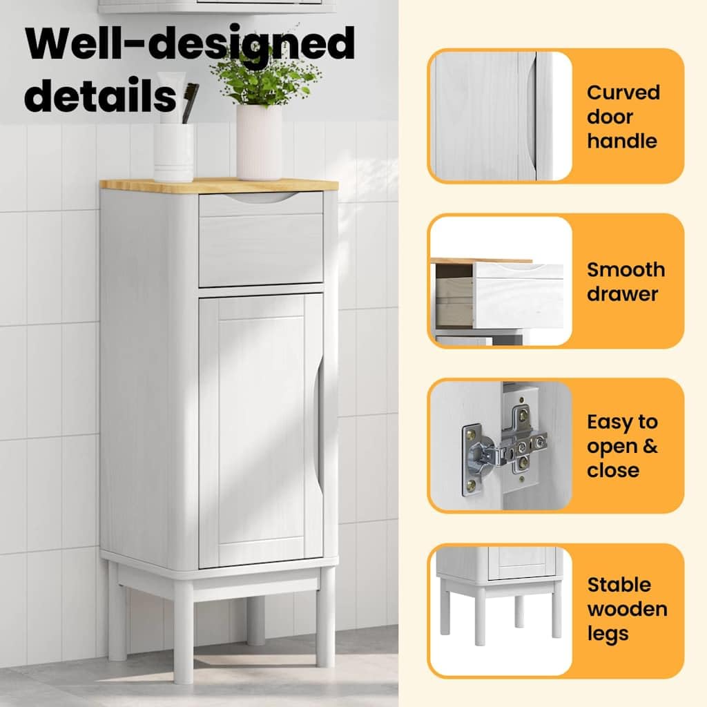 vidaXL Armoire de Salle de Bain avec Porte Floro Blanc 35 x 30 x 90 cm