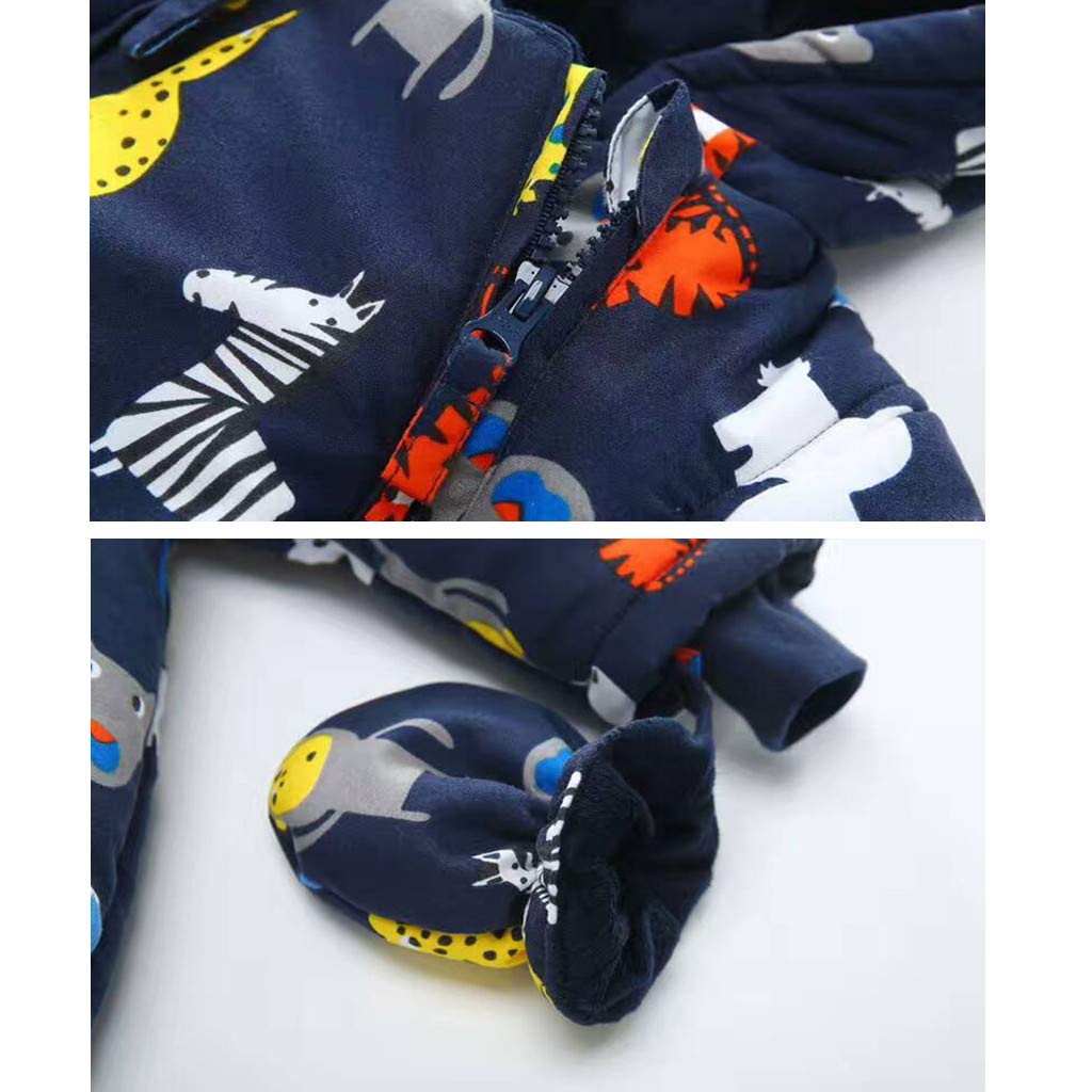 Bébé Combinaison de Neige Hiver Barboteuses à Capuche avec Gants et Chaussons Ensemble de vêtements 18-24 Mois