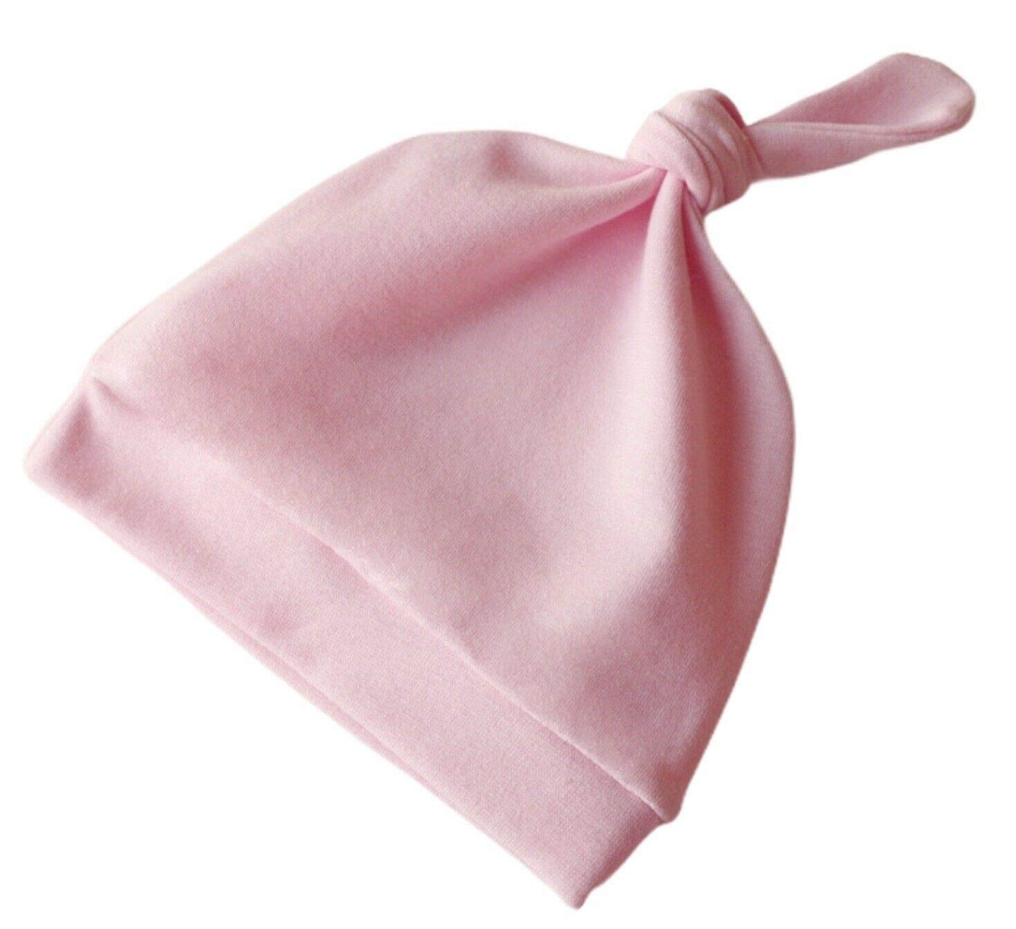 Mini Mart Online Limited Knotty Pink Infant Baby Beanie Knotty Velvet Knotty Bonnet Hats 0-24 Months