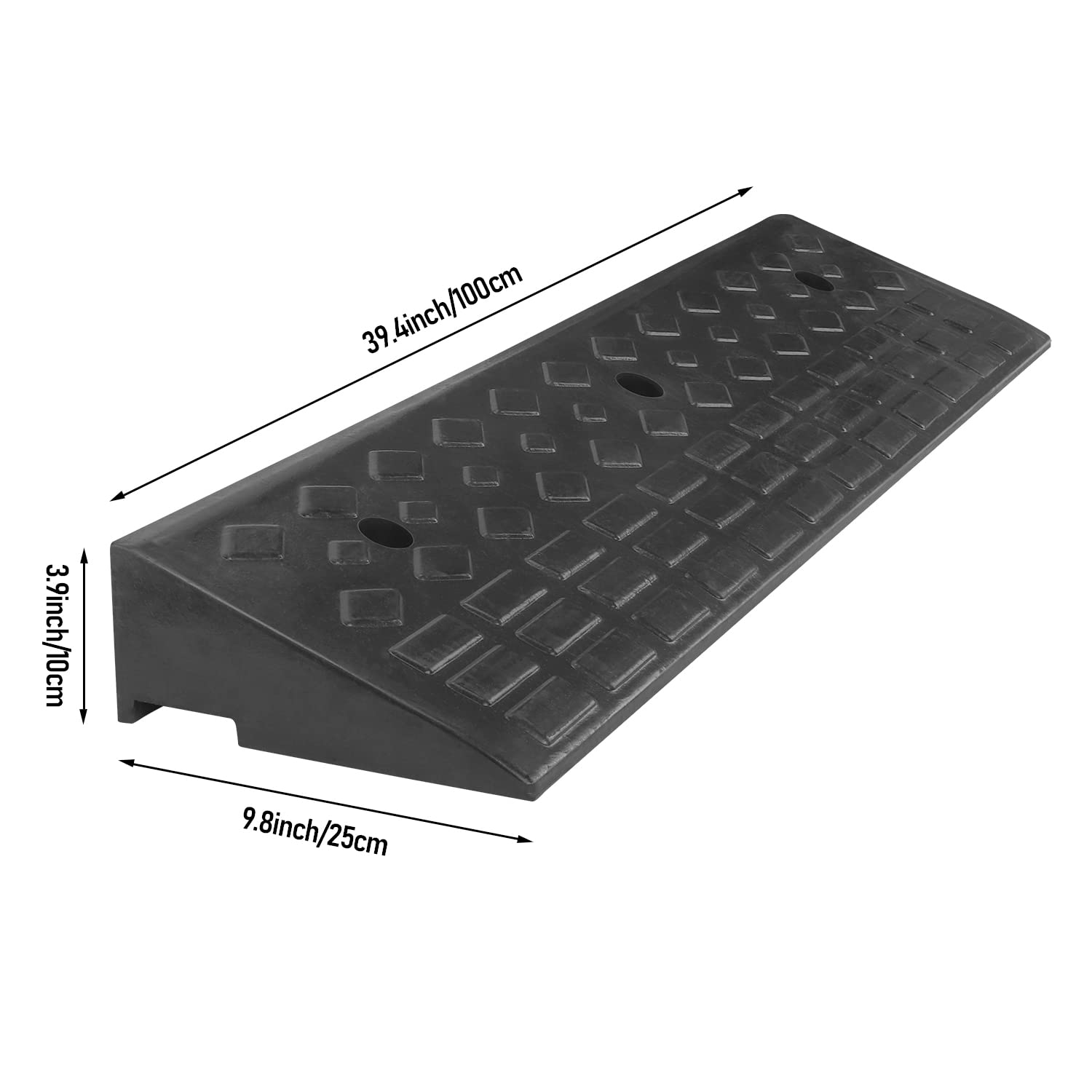 MYOYAY Bordsteinrampe Gummi Auffahrrampe 10cm Bordsteinkanten-Rampe Autorampe Türschwellenrampe mit Befestigungs-Set, Türschwellenrampe Rampe für Auto Rollstuhl Motorrad Bürgersteig 100 x 25 x 10 cm