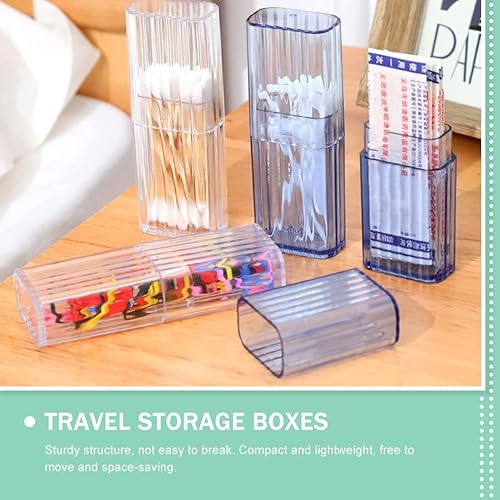 Miniatura 7 de UPKOCH 6 piezas de viaje de algodón hisopo soporte dispensador de hilo dental, mini estuche transparente para hisopo recuerdo para maquillaje